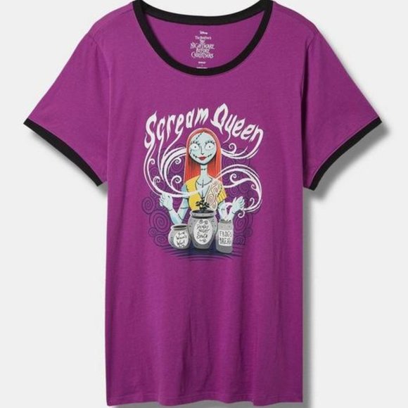 ❤️NWT VINTAGE TORRID TEE - NIGHTMARE BEFORE CHRISTMAS SALLY HALLOWEEN TOP - Picture 9 of 14